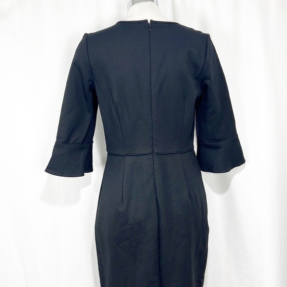 J. Crew Bell Sleeve Ponte Knit Sheath Dress Size 4 Black Knee Length Structured - Picture 6 of 13